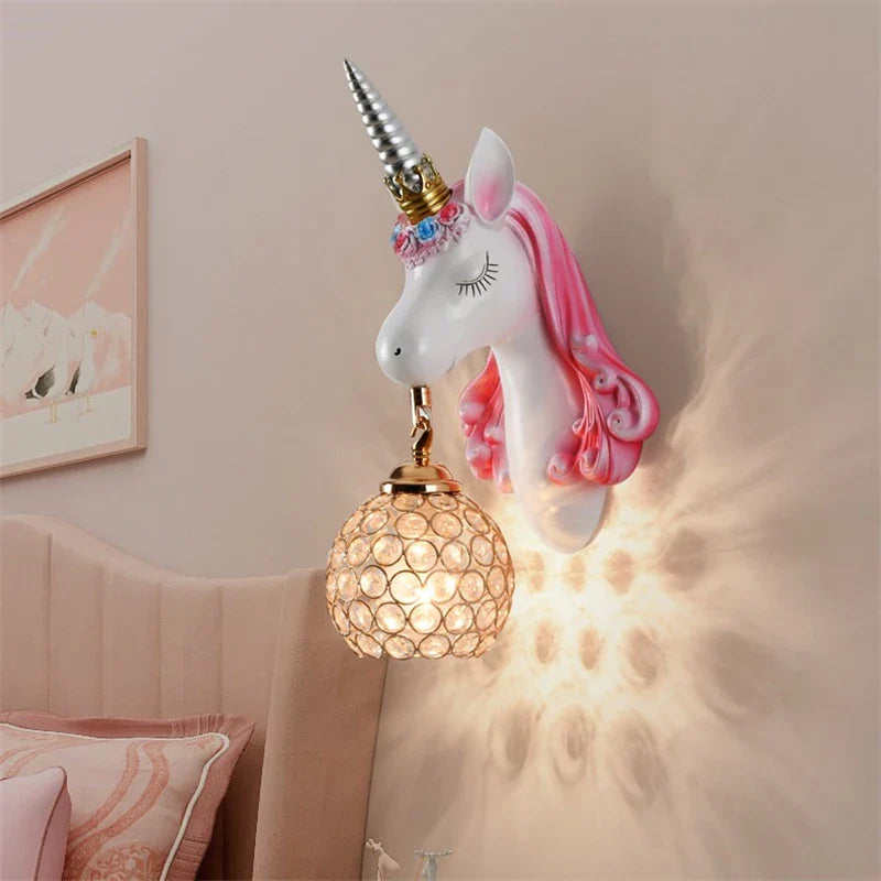 Afralia™ Nordic Unicorn Wall Lamp for Bedroom LED Decoration Light