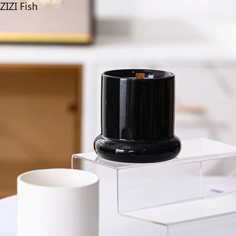 Afralia™ Ceramic Candle Holder Cylinder Candlestick Aroma Diffuser Home Decoration