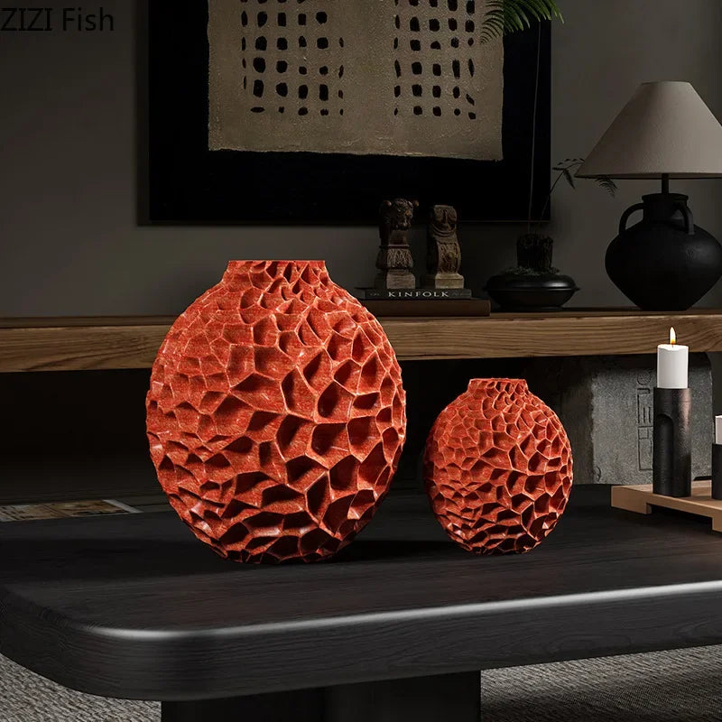 Afralia™ Honeycomb Texture Vase for Artificial Flower Arrangement