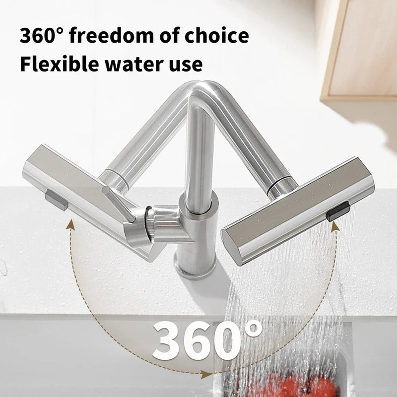 Afralia™ Stainless Steel Pull-out Waterfall Kitchen Faucet with Hot/Cold Water, Multi-function Rinse