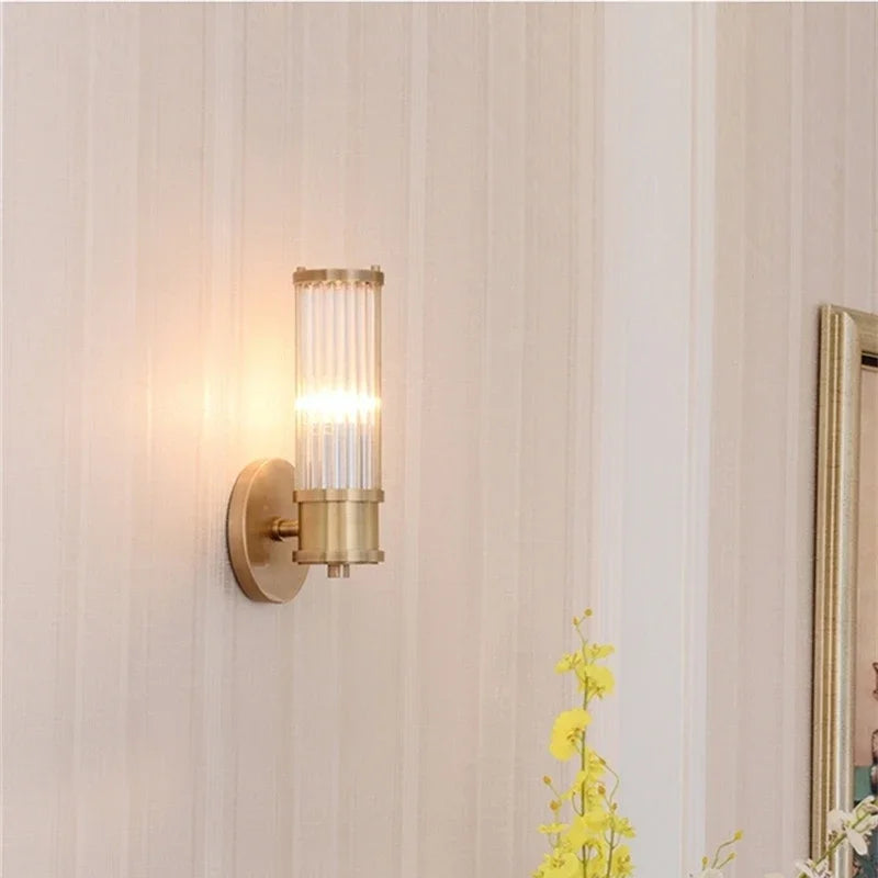 Afralia™ Crystal LED Gold Wall Sconce Modern Bedroom Decor Sconce Fixture