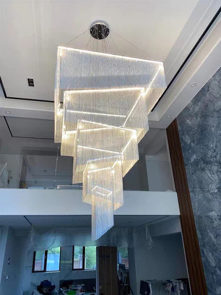 Afralia™ LED Square Chandelier: Modern Luxe Hanging Ceiling Lamp for Living Room & Lobby