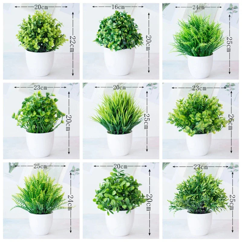 Afralia™ Artificial Mini Plant Bonsai Greening Potted Desktop Simulation Green Plant