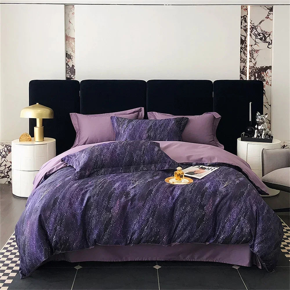 Afralia™ Colorful Egyptian Cotton Bedding Set: Sheet, Pillowcase, Duvet Cover - Queen King Full Size