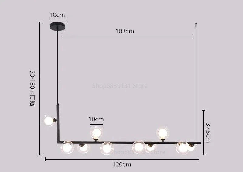 Afralia™ Glass Ball LED Chandelier: Modern Long Pendant Lighting for Living Room and Shop