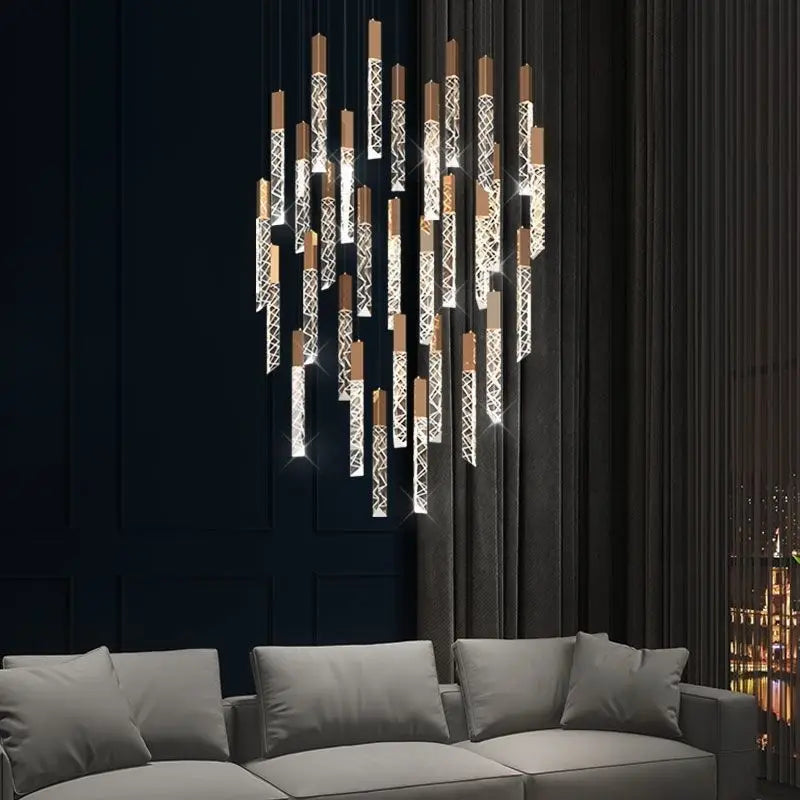 Afralia™ LED Crystal Staircase Pendant Light for Modern Nordic Home Lighting