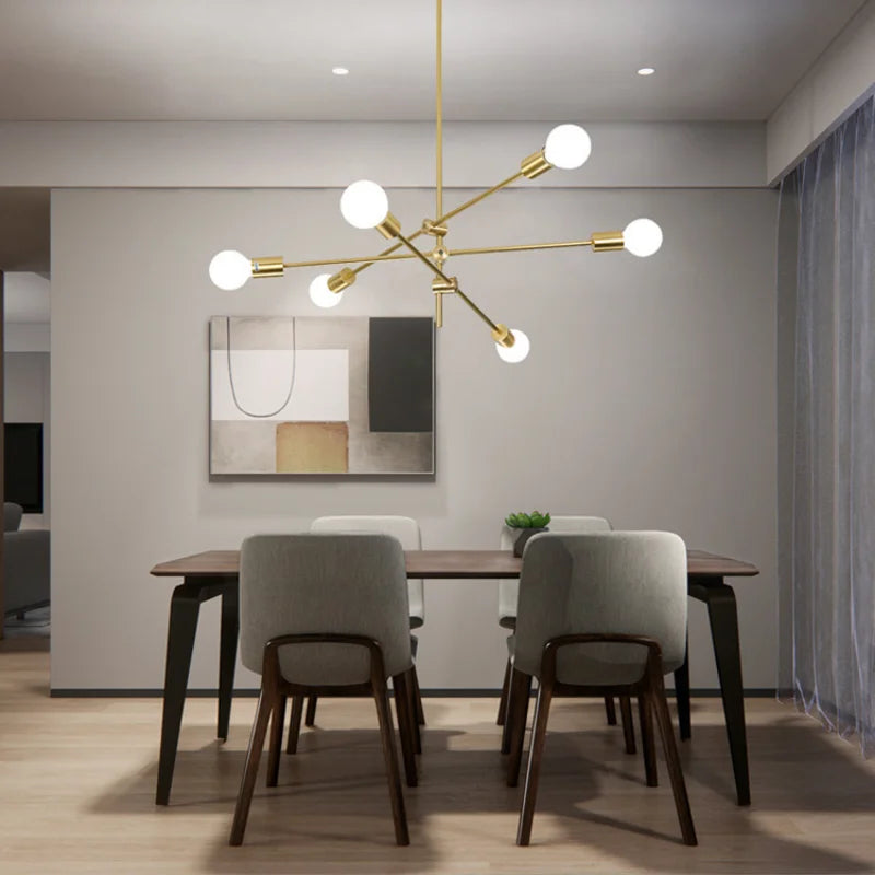 Afralia™ Molecular Brass Chandelier Lights for Living Dining Bedroom- European Pop Style