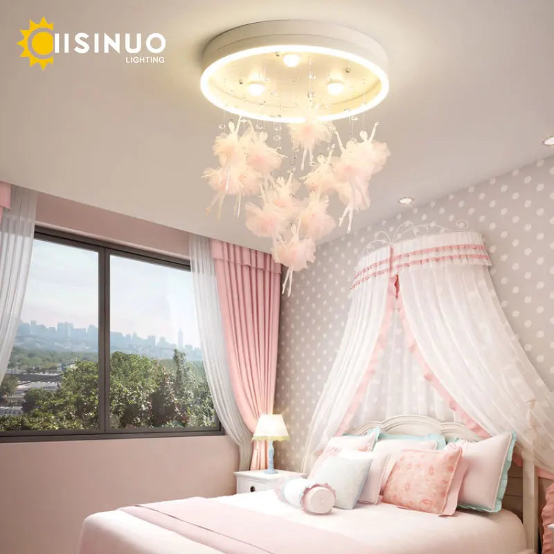 Afralia™ Dancing Girl LED Chandelier: Modern Kids Room Light, Cartoon Ceiling Lamp