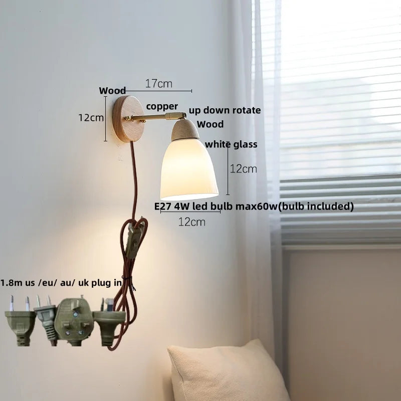 Afralia™ White Ceramic Wood Wall Lamp Sconce for Coffee Balcony Stair Light Fixtures