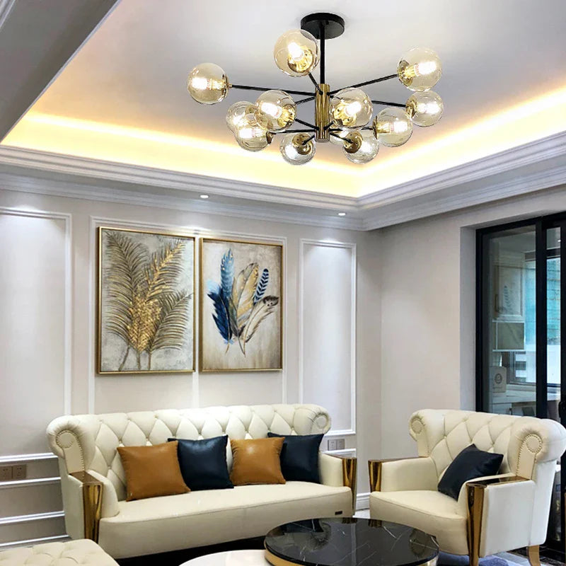 Afralia™ Modern Luxury Glass Ball Chandelier for Home, Restaurant, and Hotel Decor