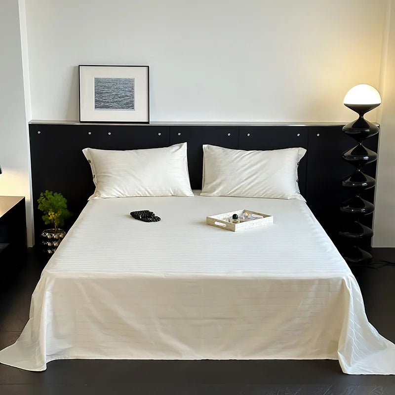 Afralia™ Soft Jacquard Satin Cotton Bed Sheet Single Bedsheet Smooth Cozy Cover