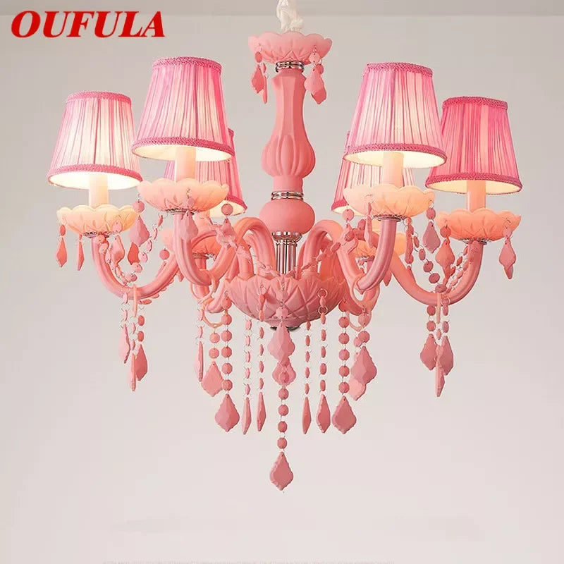 Afralia™ Pink Crystal Pendent Chandelier for Girls' Room and Living Space