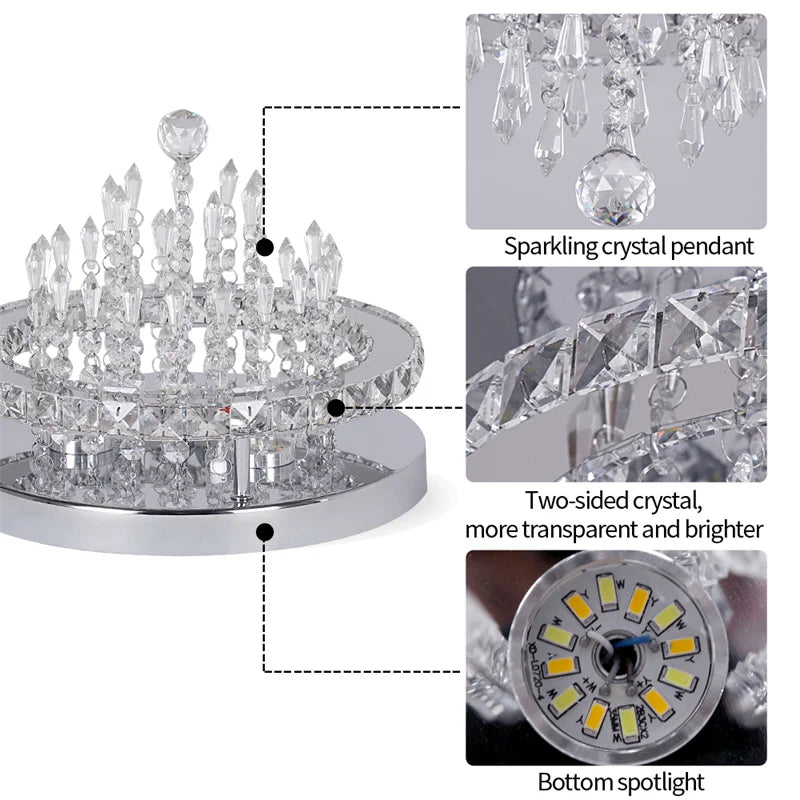 Afralia™ K9 Crystal LED Chandelier Luxe Smart Ceiling Lamp Pendant Light