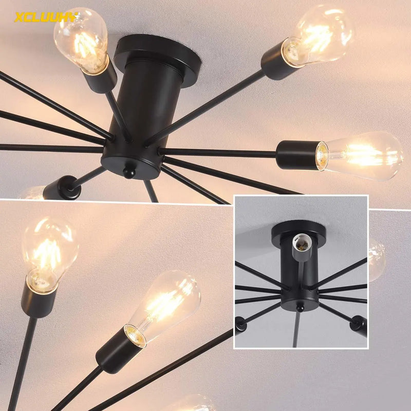 Afralia™ Retro Vintage Ironware Pipes Ceiling Lamp, Classic Art Chandeliers for Living Dining Room