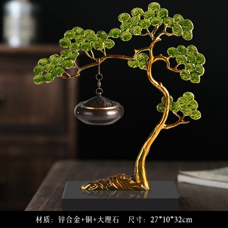 Afralia™ Enamel Pine Ornaments: Wealth-Attracting Chinese Style Home Decor & Housewarming Gift