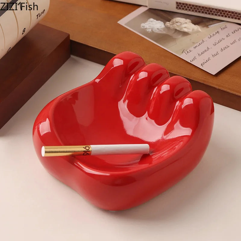 Afralia™ Modern Palm Shape Ceramic Ashtray for Smoking Weed, Home Decor & Gifts