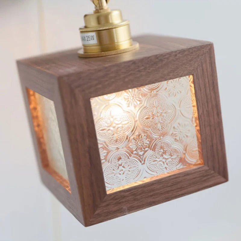 Afralia™ LED Walnut Wood Wall Sconce Clear Glass Bathroom Mirror Light