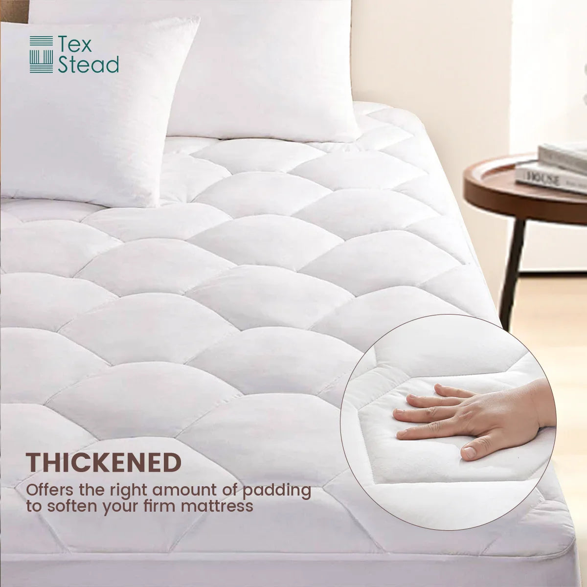 Afralia™ Hexagon Mattress Pad: Ultra Soft Deep Pocket Quilted Topper Cover.