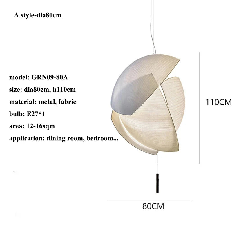 Afralia™ VOILES Fabric Pendant Lamp, Handmade Japanese Wabi Sabi Light for Living Room and Kitchen