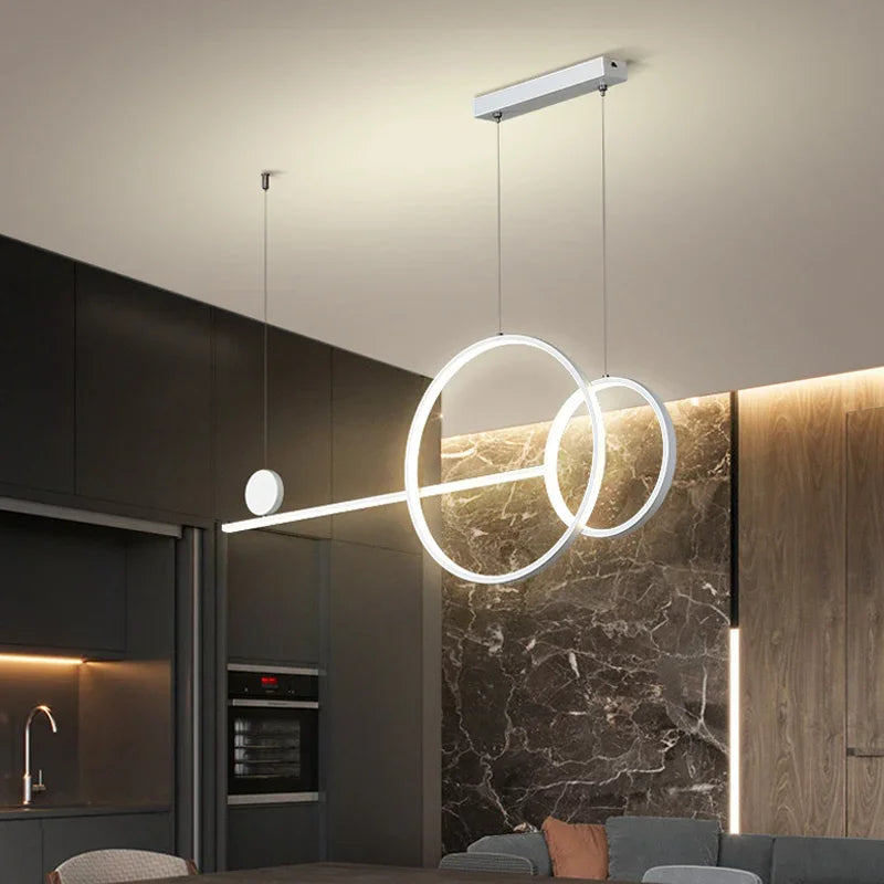 Afralia™ Metal Line Pendant Light Fixture for Modern Minimalist Dining Room and Kitchen