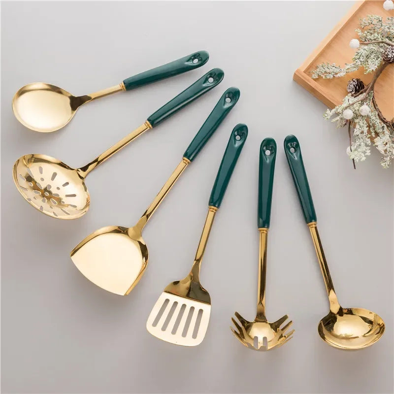 Afralia™ Stainless Steel Nordic Kitchenware Set Cooking Tools Utensils Spoon Cookware