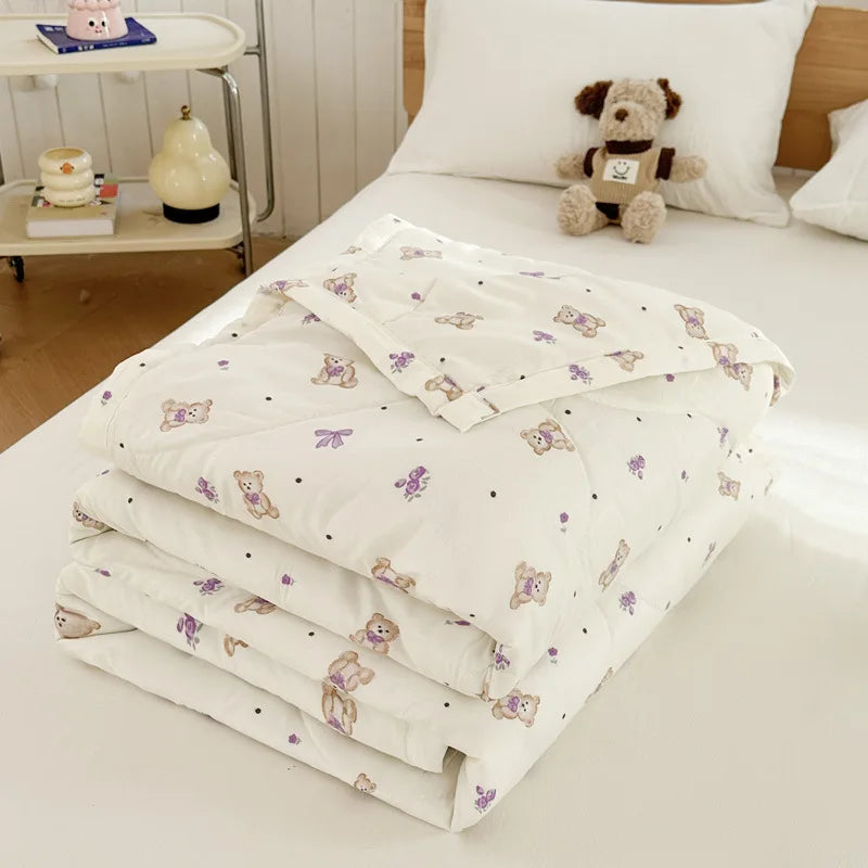 Afralia™ Floral Print Summer Quilt - Soft, Lightweight, Breathable Blanket