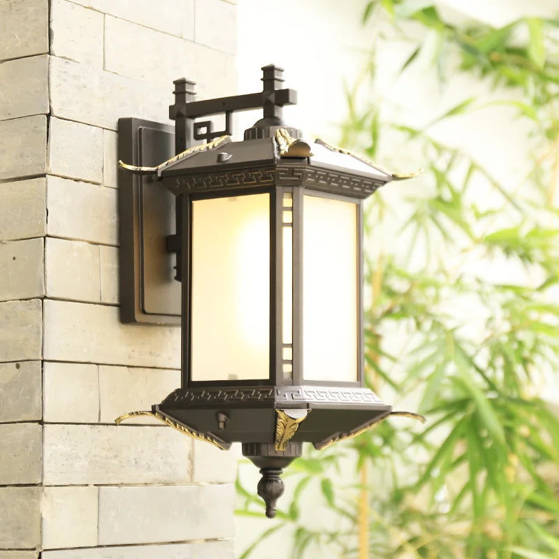 Afralia™ Outdoor Waterproof Chinese Style Wall Lamp for Courtyard, Balcony, Garden, Walkway