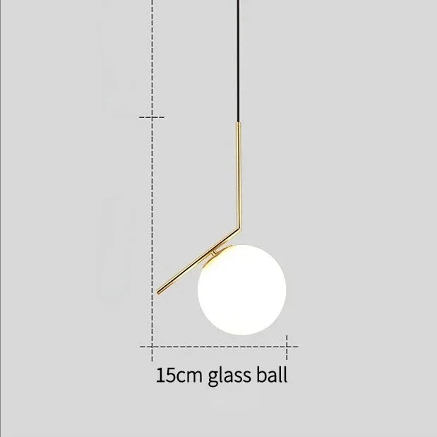 Afralia™ Gold Ring Glass Ball Pendant Light Fixture for Bedroom Living Room.