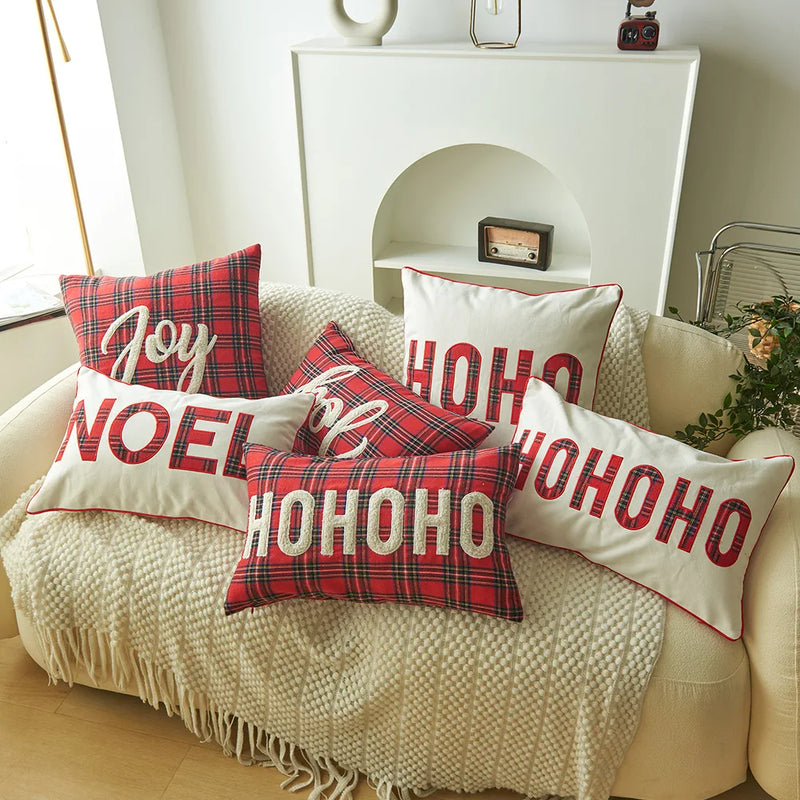 Afralia™ Christmas Plaid Print Pillow Case Set - Festive Holiday Home Decor