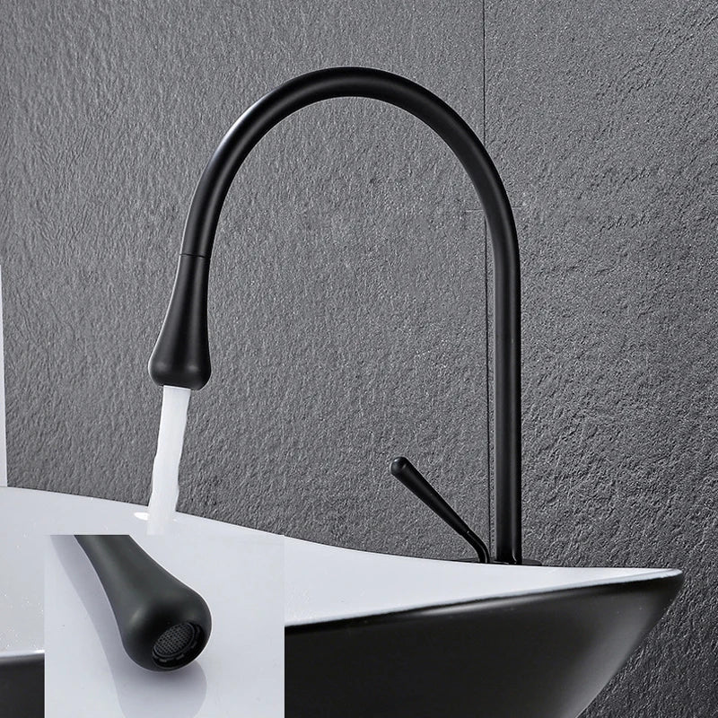 Afralia™ Modern Brass Basin Faucet Single Lever 360 Rotation Spout Mixer Tap