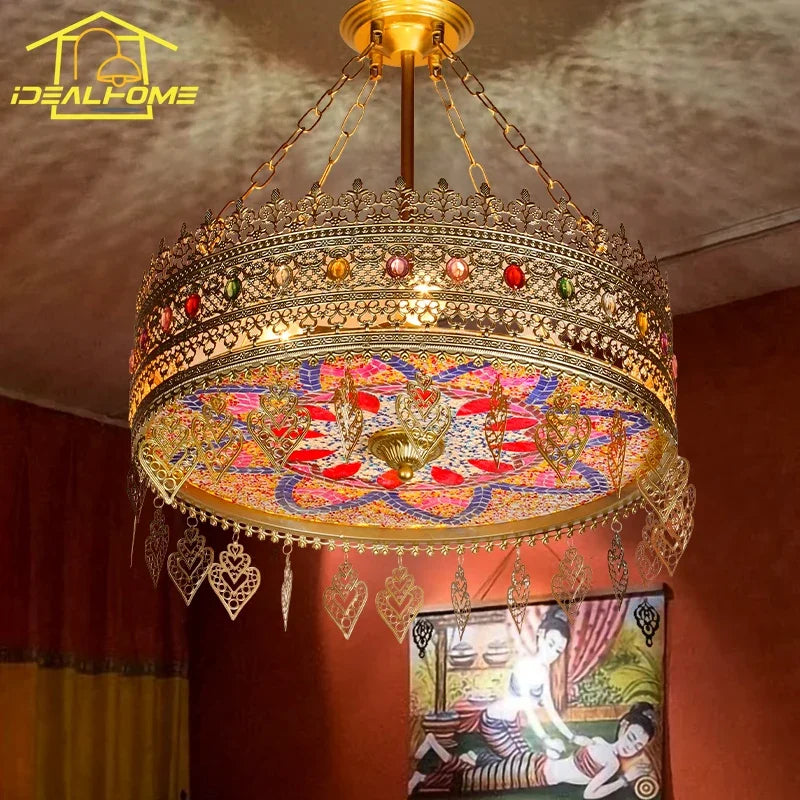 Afralia™ Bohemian Exotic Stained Glass Pendant Lights for Home Decor and Hospitality