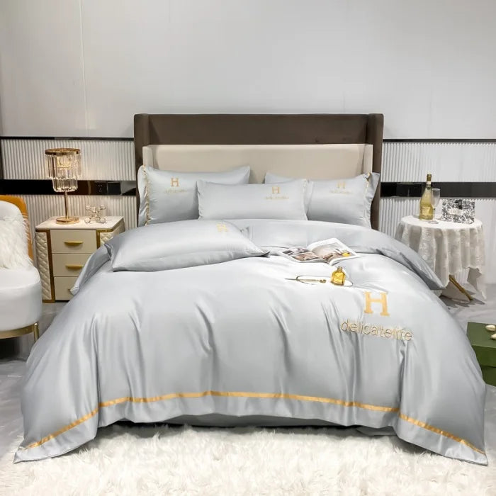 Afralia™ Silk Bedding Set: Washed Ice-Cream Satin Four-Piece, Skin-Friendly & Breathable Sheets