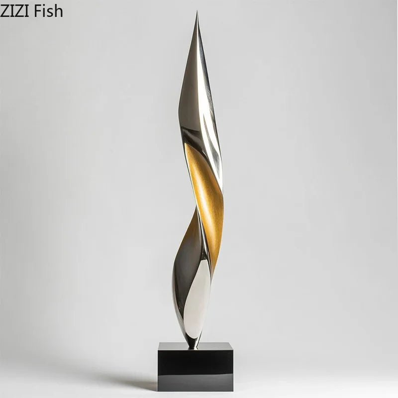 Afralia™ Twisted Line Gold Sculpture: Modern Desk Decor & Room Aesthetics