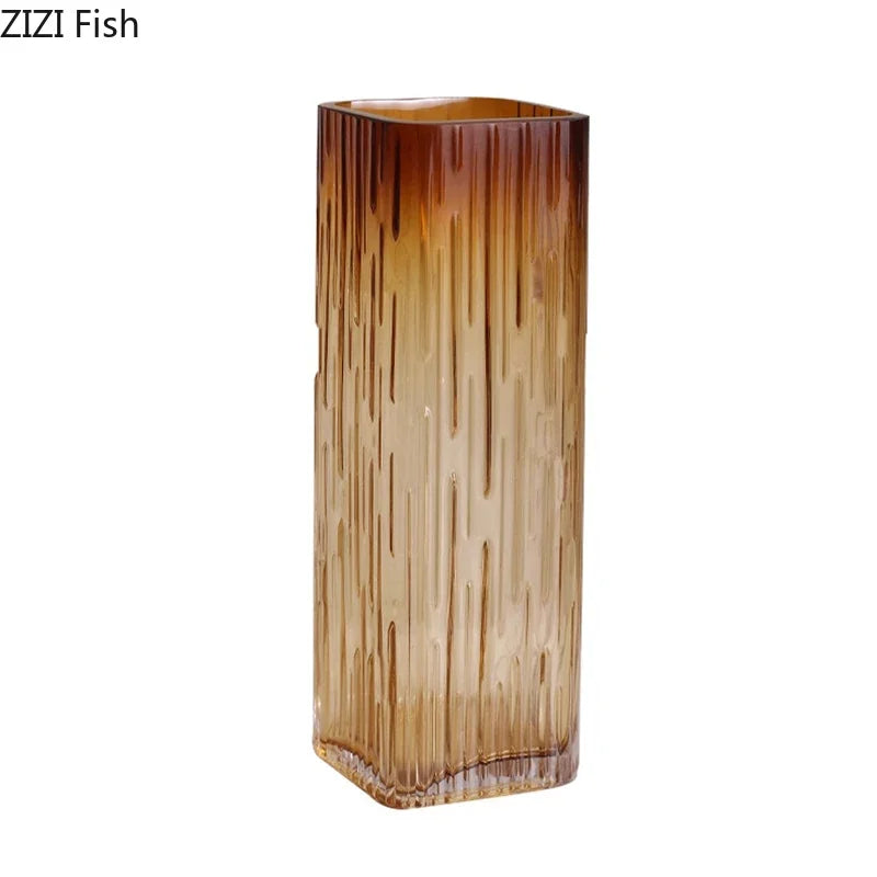 Amber Glass Vase & Artificial Flower Arrangement Set by Afralia™