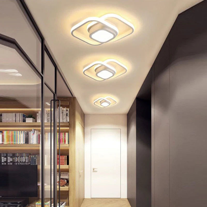 Afralia™ Black Gold LED Ceiling Lights with Remote Control - Indoor Chandelier Lighting