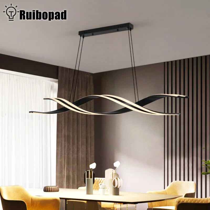 Afralia™ Modern Gold Dimmable LED Pendant Chandelier for Dining Room Kitchen Island