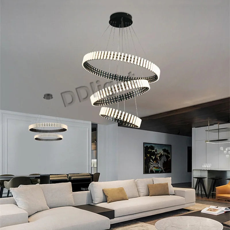 Afralia™ Lstre Modern Circle Chandelier for Bright 360° Lighting in Living Room, Bedroom, Kitchen