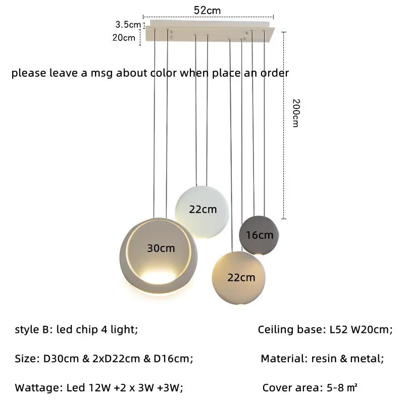 Afralia™ Nordic Bar Modern LED Pendant Light Resin Lustre Dining Room Hanging Lamp