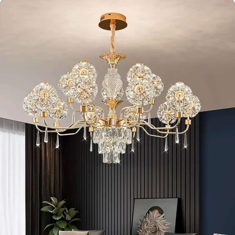 Afralia™ Crystal Chandelier Pendant Light for Luxury Living Room and Bedroom Decor