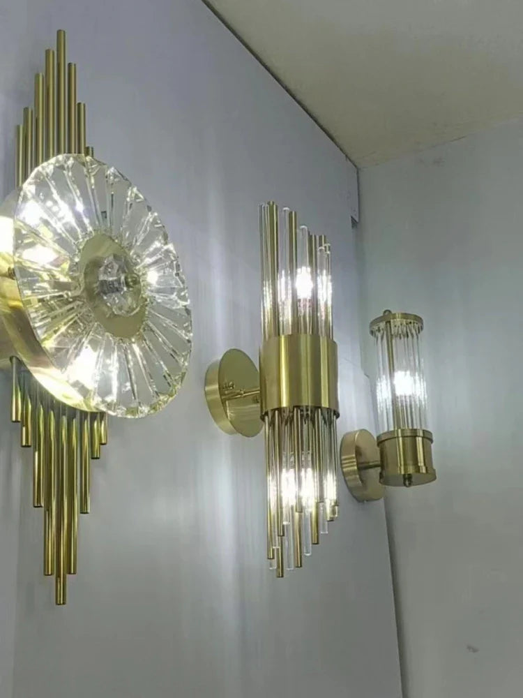 Afralia™ Gold Stainless Steel Glass Sconces for Bedroom, Dining, Aisle Wall Lights