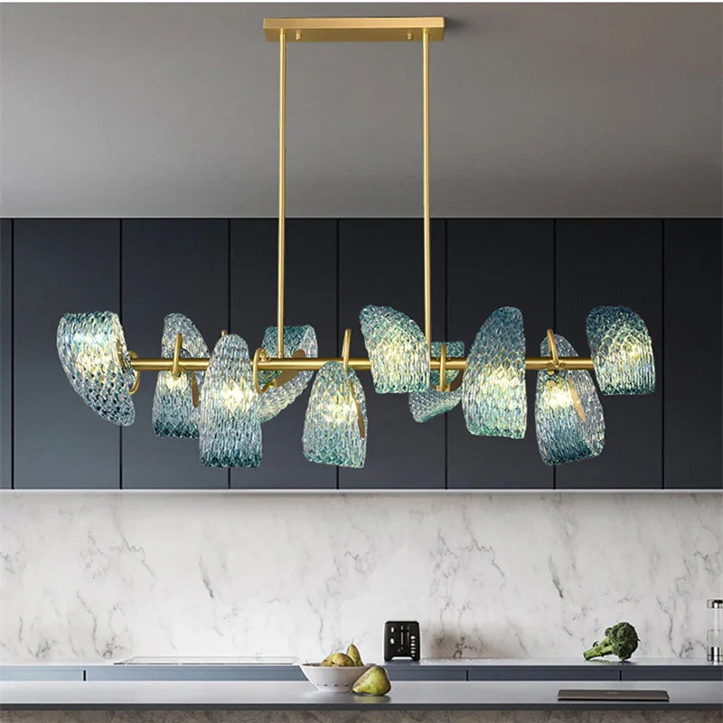 Afralia™ Blue Glass LED Pendant Lamps: Modern Chandelier Lighting for Hallway, Bedroom, Living Room