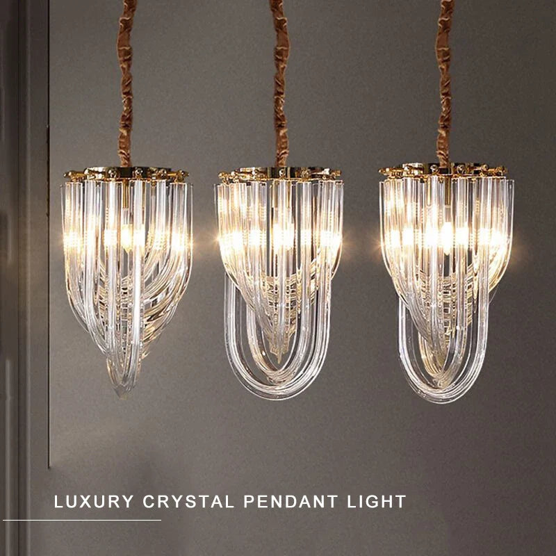Afralia™ Modern Curved Glass Crystal Chandelier for Elegant Living Room & Dining Room Decor