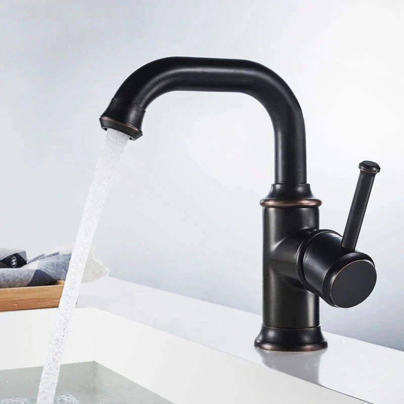 Afralia™ Black Antique Brass Basin Faucet - Hot/Cold Mixer for Bathroom Sink Aesthetics