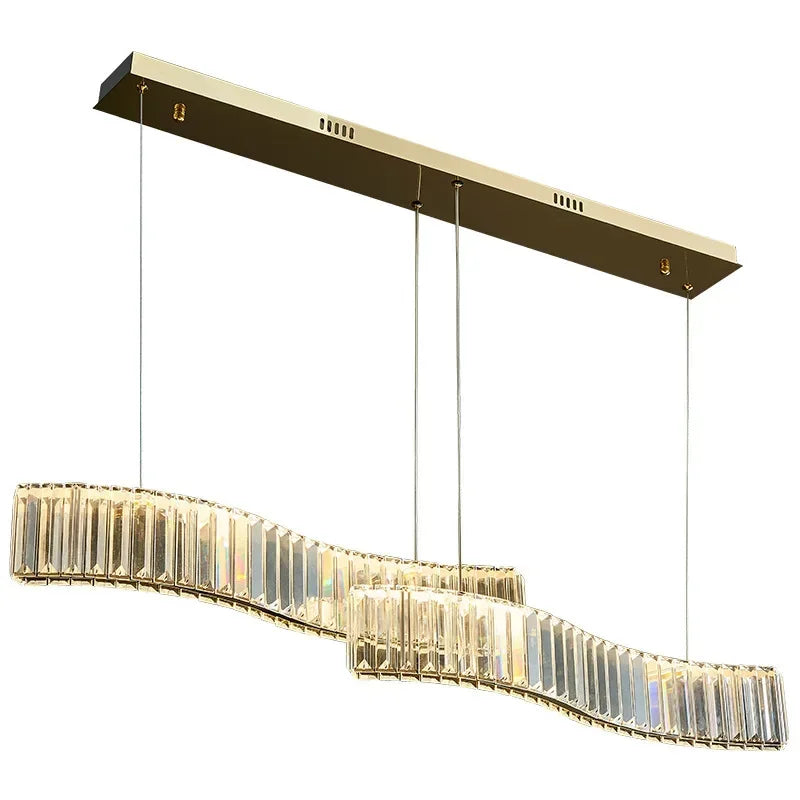 Afralia™ Modern S Wave Steel Crystal Pendant Lights - Dimmable LED Luminaria