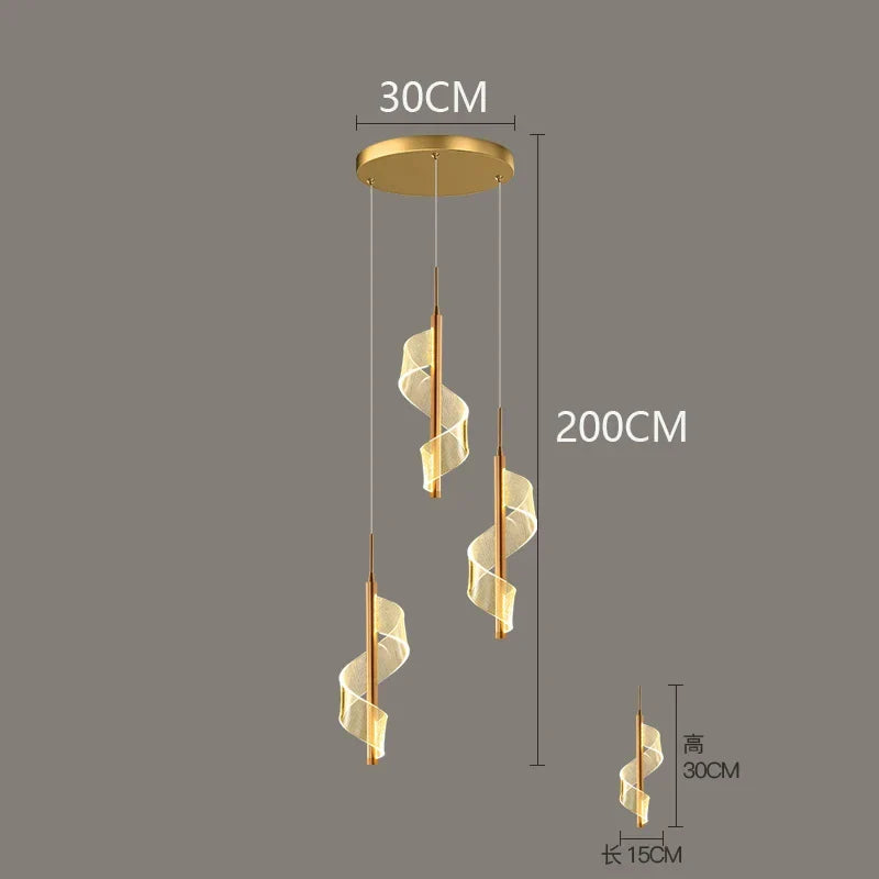Afralia™ LED Spiral Staircase Chandelier | Luxury Duplex Nordic Light for Living Room & Villa
