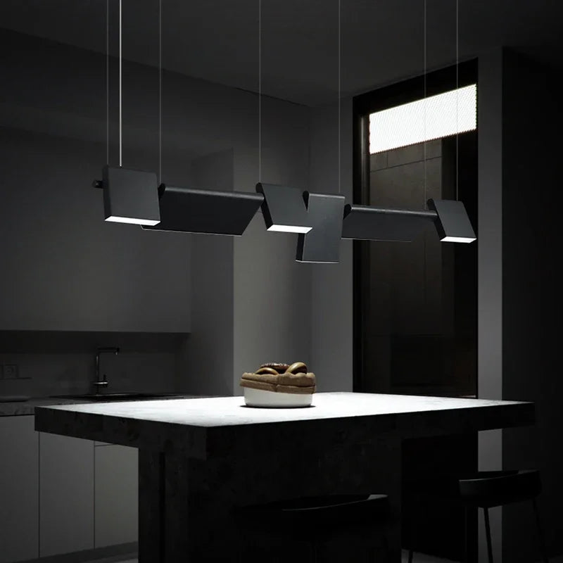 Afralia™ Rotatable Black LED Chandelier: Nordic Design Dining Room Decor Lighting Fixtures
