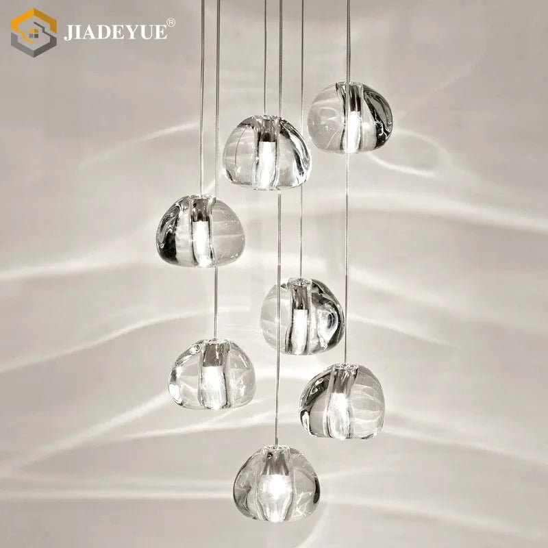 Afralia™ Crystal Ball Nordic LED Chandelier - Modern Staircase Decorative Lighting