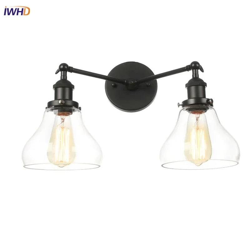 Afralia™ Black LED Wall Sconce 2-Head Lamp for Bedroom Bathroom Mirror
