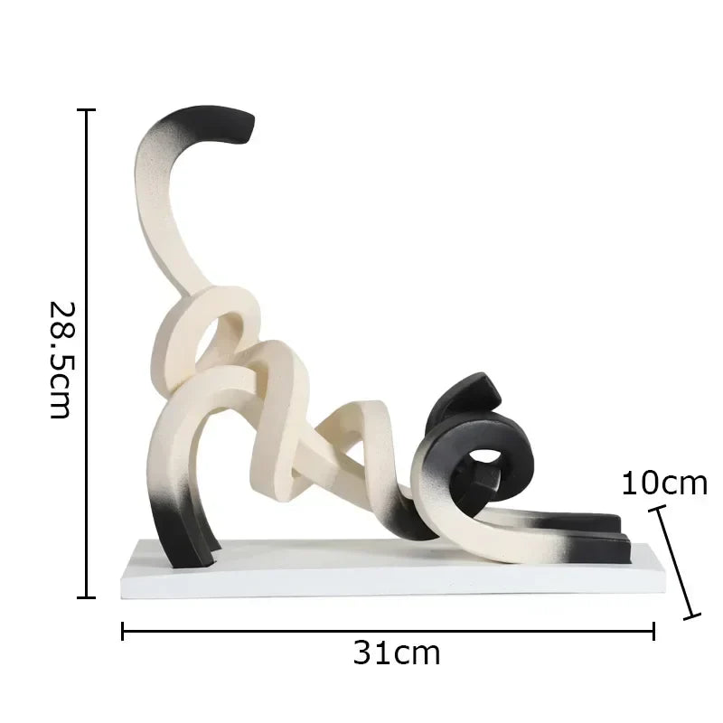 Afralia™ Twisted Line Cat Sculpture: Modern Abstract Resin Statue for Room Decor