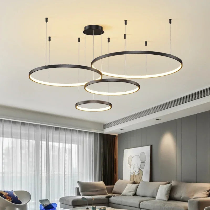 Afralia™ Modern Acrylic LED Ring Pendant Light for Restaurant and Living Room